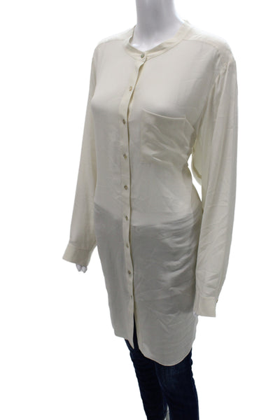 Eileen Fisher Women Tunic Blouse White Silk Long Sleeve Button Size 1X