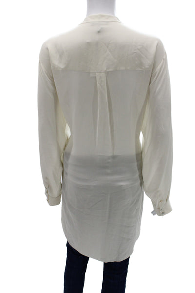 Eileen Fisher Women Tunic Blouse White Silk Long Sleeve Button Size 1X