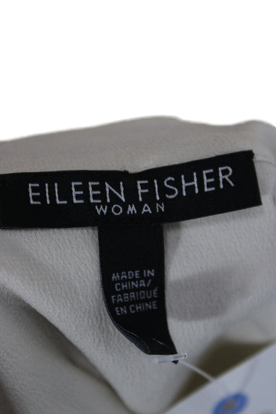 Eileen Fisher Women Tunic Blouse White Silk Long Sleeve Button Size 1X
