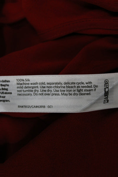 Eileen Fisher Womens Silk Mock Neck Sleeveless Tunic Button-Up Red Size 2X