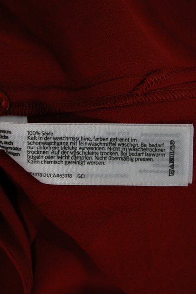 Eileen Fisher Womens Silk Mock Neck Sleeveless Tunic Button-Up Red Size 2X