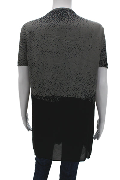 Eileen Fisher Women Tunic Blouse Black Silk Blend Short Sleeve Size XL