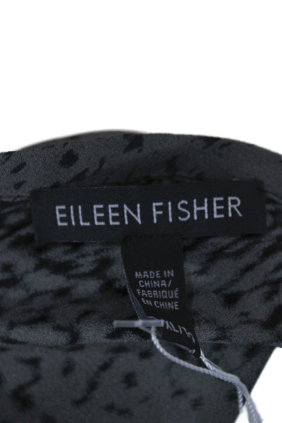 Eileen Fisher Women Tunic Blouse Black Silk Blend Short Sleeve Size XL