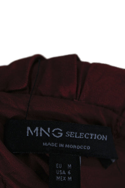 MNG Women Shift Dress Red Sleeveless High Neck Tie Waist Above Knee Mini Size 6