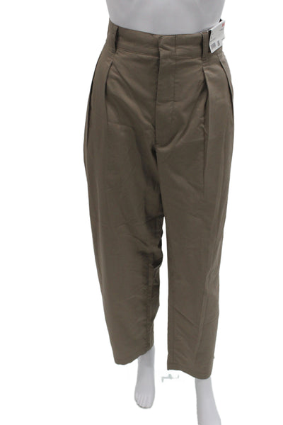Uniqlo Unisex Chino Cropped Ankle Pants Brown Zip Cotton Nylon Army Size 29