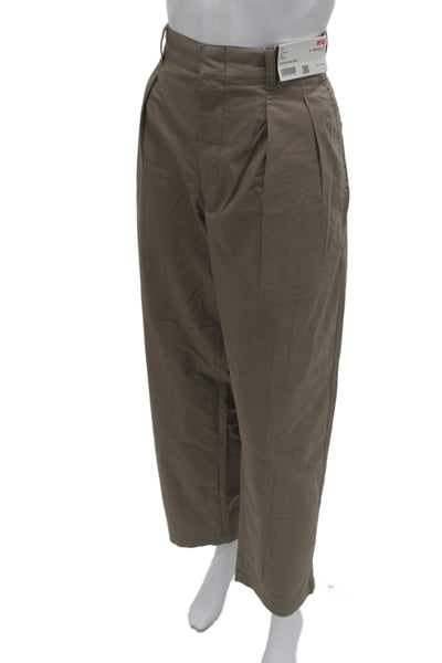 Uniqlo Unisex Chino Cropped Ankle Pants Brown Zip Cotton Nylon Army Size 29