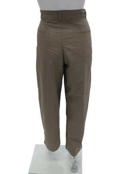 Uniqlo Unisex Chino Cropped Ankle Pants Brown Zip Cotton Nylon Army Size 29