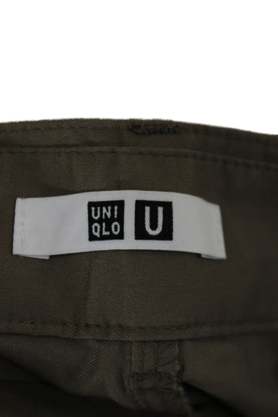 Uniqlo Unisex Chino Cropped Ankle Pants Brown Zip Cotton Nylon Army Size 29