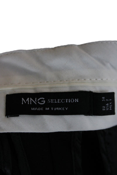 MNG Womens Dress Pants Black Buckle 32 Inseam Size 2