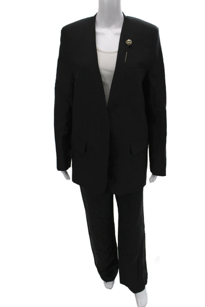 MNG Womens Gold Tone Pleated Front Pant Suit Black Size Small/4