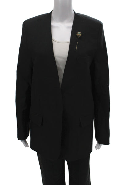 MNG Womens Gold Tone Pleated Front Pant Suit Black Size Small/4