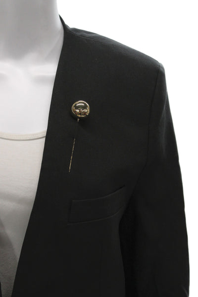 MNG Womens Gold Tone Pleated Front Pant Suit Black Size Small/4