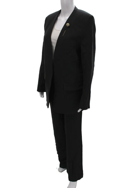 MNG Womens Gold Tone Pleated Front Pant Suit Black Size Small/4
