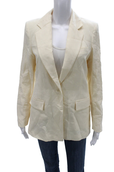 MNG Unisex Beige Blazer Long Sleeve Lyocell Linen Size S