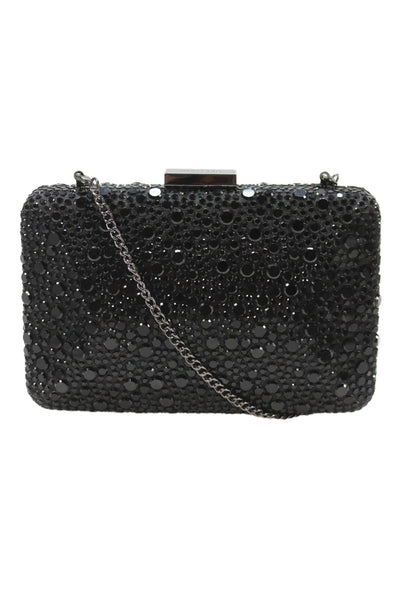 Olga Berg Womens Jeweled Embellished Crossbody Shgoulder Handbag Black