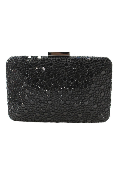 Olga Berg Womens Jeweled Embellished Crossbody Shgoulder Handbag Black