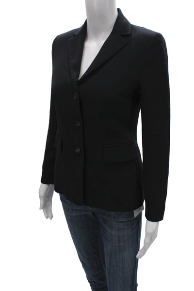J Crew Women Black 100% Wool Blazer Collared Button Long Sleeve Classic Size 0P