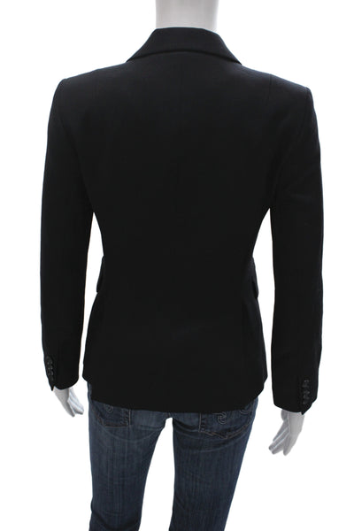J Crew Women Black 100% Wool Blazer Collared Button Long Sleeve Classic Size 0P