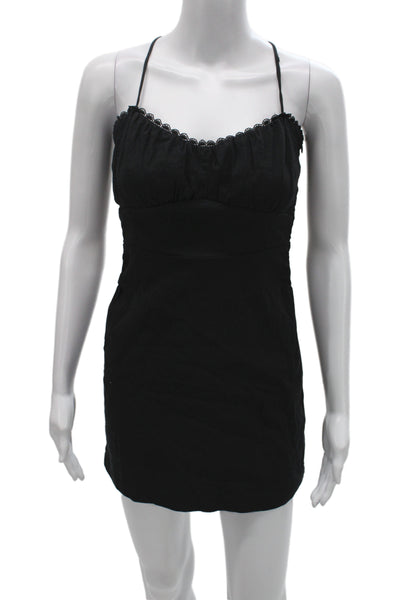 Zara Womens Black Slip Dress Sleeveless Polyester Knee Length Size S