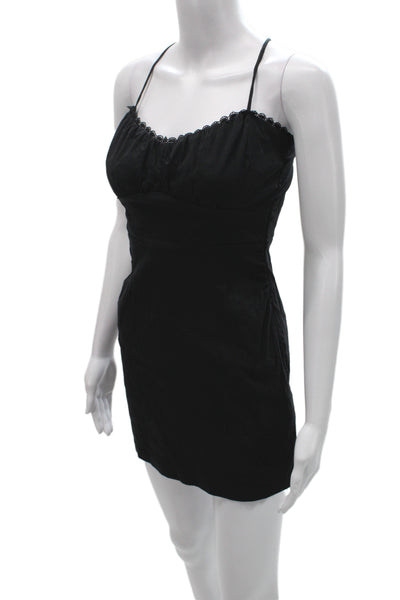 Zara Womens Black Slip Dress Sleeveless Polyester Knee Length Size S