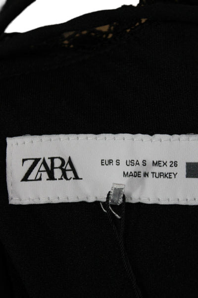 Zara Womens Black Slip Dress Sleeveless Polyester Knee Length Size S