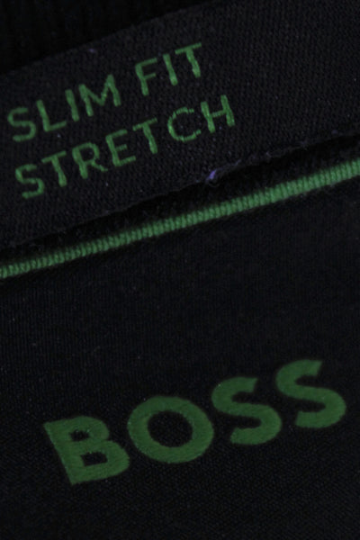 BOSS Mens Short Sleeves Polo Shirt Black White Cotton Size Medium