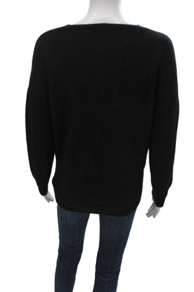 Jenni Kayne Unisex Full Zip V Neck Pullover Black Wool Cashmere Size L