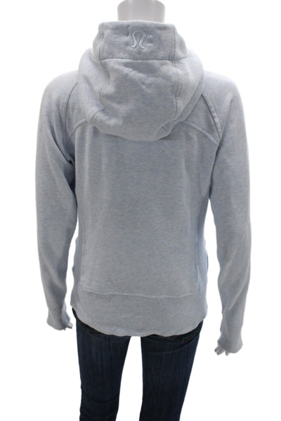Lululemon Women Full-Zip Hoodies Light Blue Cotton High Neck Size 6