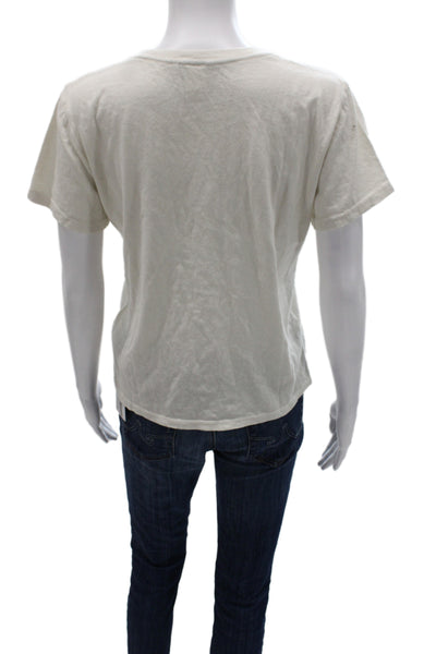 Re/Done Women White Heart Graphic Basic T-Shirt Short Sleeve Crew Neck Size M