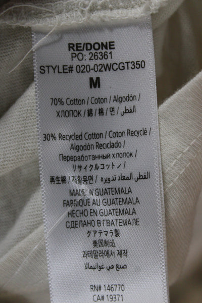Re/Done Women White Heart Graphic Basic T-Shirt Short Sleeve Crew Neck Size M