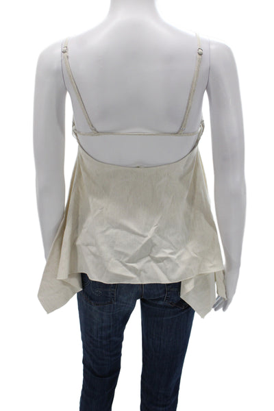 Zara Women Camisole Beige Square Neck Cotton Spandex Sleeveless Bohemian Size S