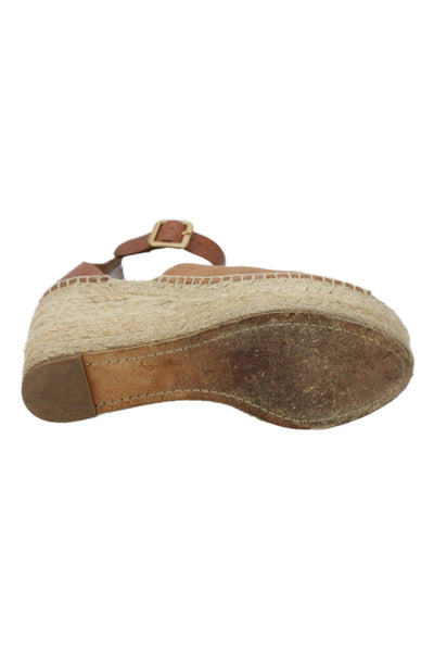 Chloe Womens Leather Platform Espadrille Wedges Brown Size 38 8