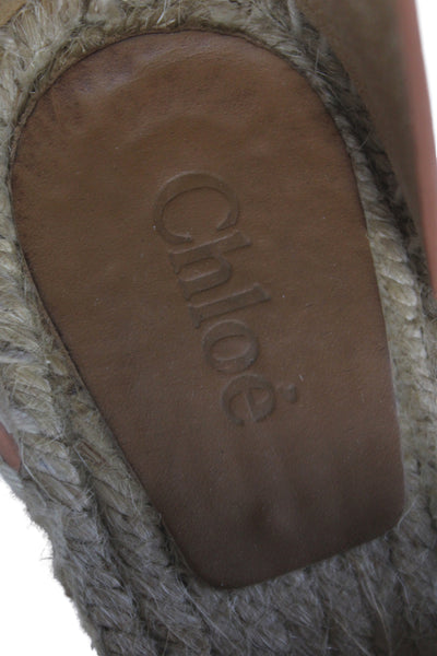 Chloe Womens Leather Platform Espadrille Wedges Brown Size 38 8