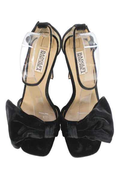 Badgley Mischka Womens Velvet Alora II Sandal Heels Black Size 38 8