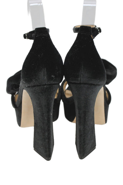 Badgley Mischka Womens Velvet Alora II Sandal Heels Black Size 38 8