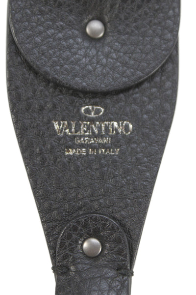 Valentino Garavani Womens Leather Trim Studded Shoulder Handbag Strap Blue Black