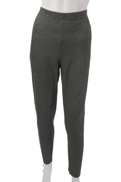 St. John Women Ankle Dress Pants Dark Gray Wool Herringbone Size L