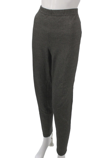 St. John Women Ankle Dress Pants Dark Gray Wool Herringbone Size L
