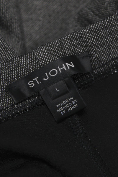 St. John Women Ankle Dress Pants Dark Gray Wool Herringbone Size L