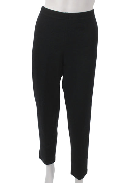 St. John Womens Black Ankle Dress Pants Wool Blend Classic Size L