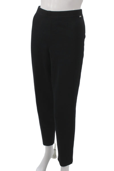 St. John Womens Black Ankle Dress Pants Wool Blend Classic Size L