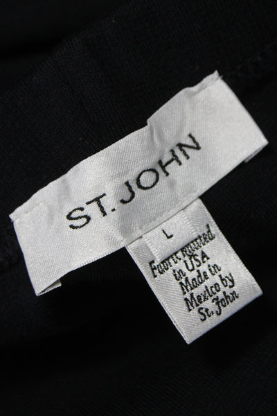 St. John Womens Black Ankle Dress Pants Wool Blend Classic Size L