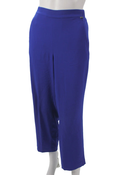 St. John Women Cropped Dress Pants Blue Wool Solid Size M