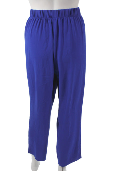 St. John Women Cropped Dress Pants Blue Wool Solid Size M