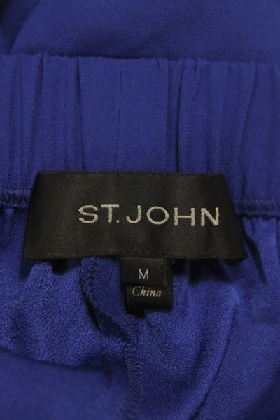 St. John Women Cropped Dress Pants Blue Wool Solid Size M