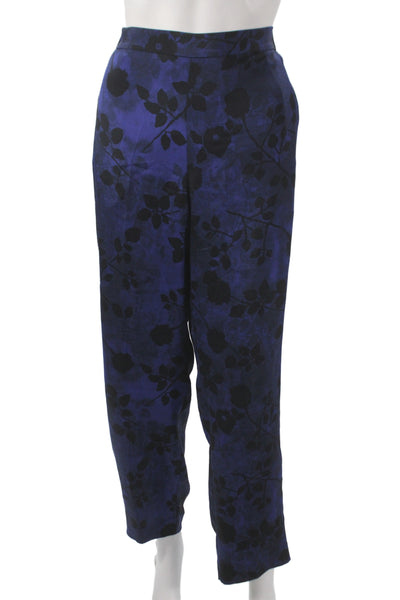 St. John Collection Women Dress Pants Dark Blue Floral Size 14