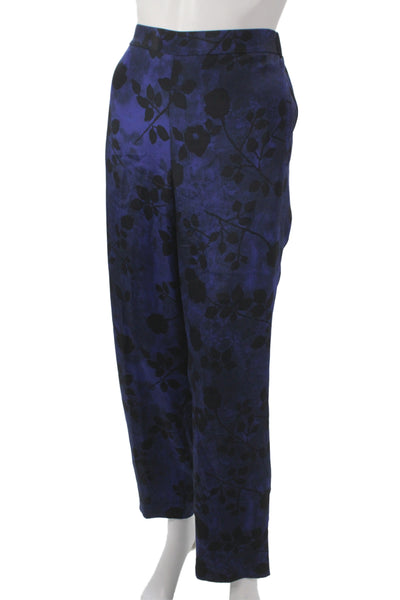 St. John Collection Women Dress Pants Dark Blue Floral Size 14