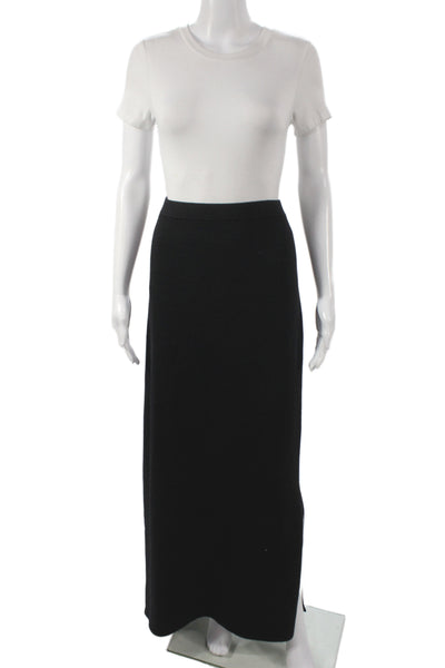 St. John Basics Womens Maxi Straight Pencil Skirt Black Cotton Wool Size 16