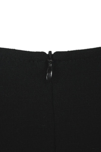 St. John Women Black Sleeveless Shift Blouse Wool Rayon Round Neck Zip Size XL