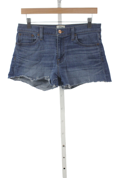 J Crew Unisex Dark Blue Solid Cotton Stretch Shorts Size 28